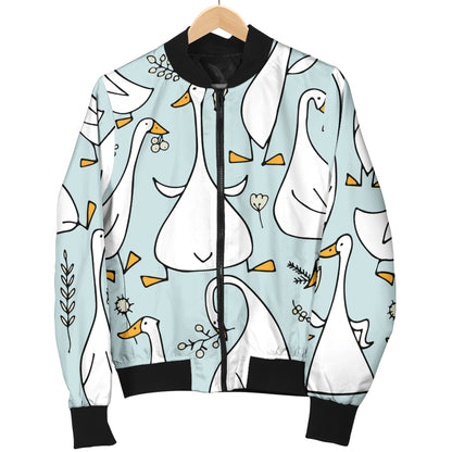 Goose Pattern Print Design 03 Women's Bomber Jacket