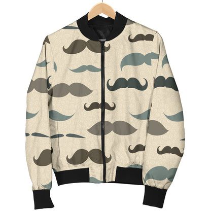 Mustache Pattern Print Design A01 Women's Bomber Jacket
