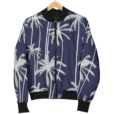 Palm Tree Pattern Print Design PT06 Women Bomber Jacket