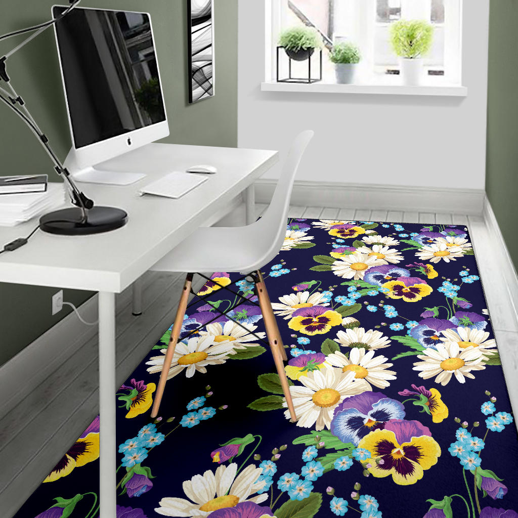 Pansy Pattern Print Design PS03 Area Rugs