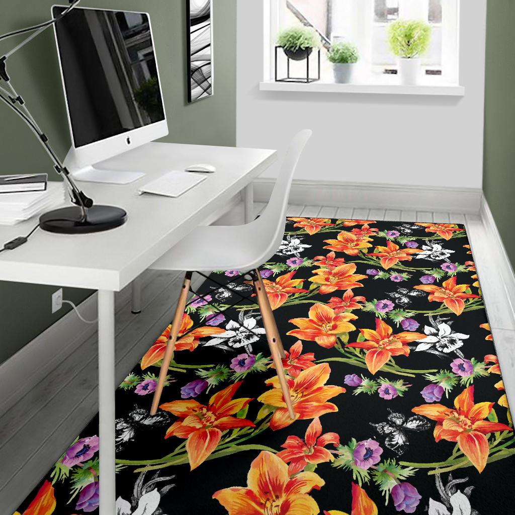 Tropical Flower Pattern Print Design TF02 Area Rugs
