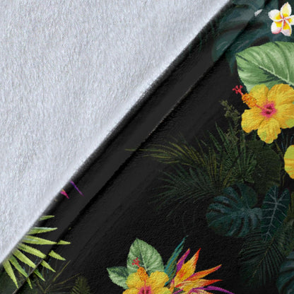 Pineapple Tropical Flower Print Pattern Fleece Blanket