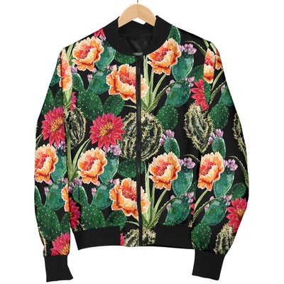 Cactus Pattern Print Design 06 Women's Bomber Jacket