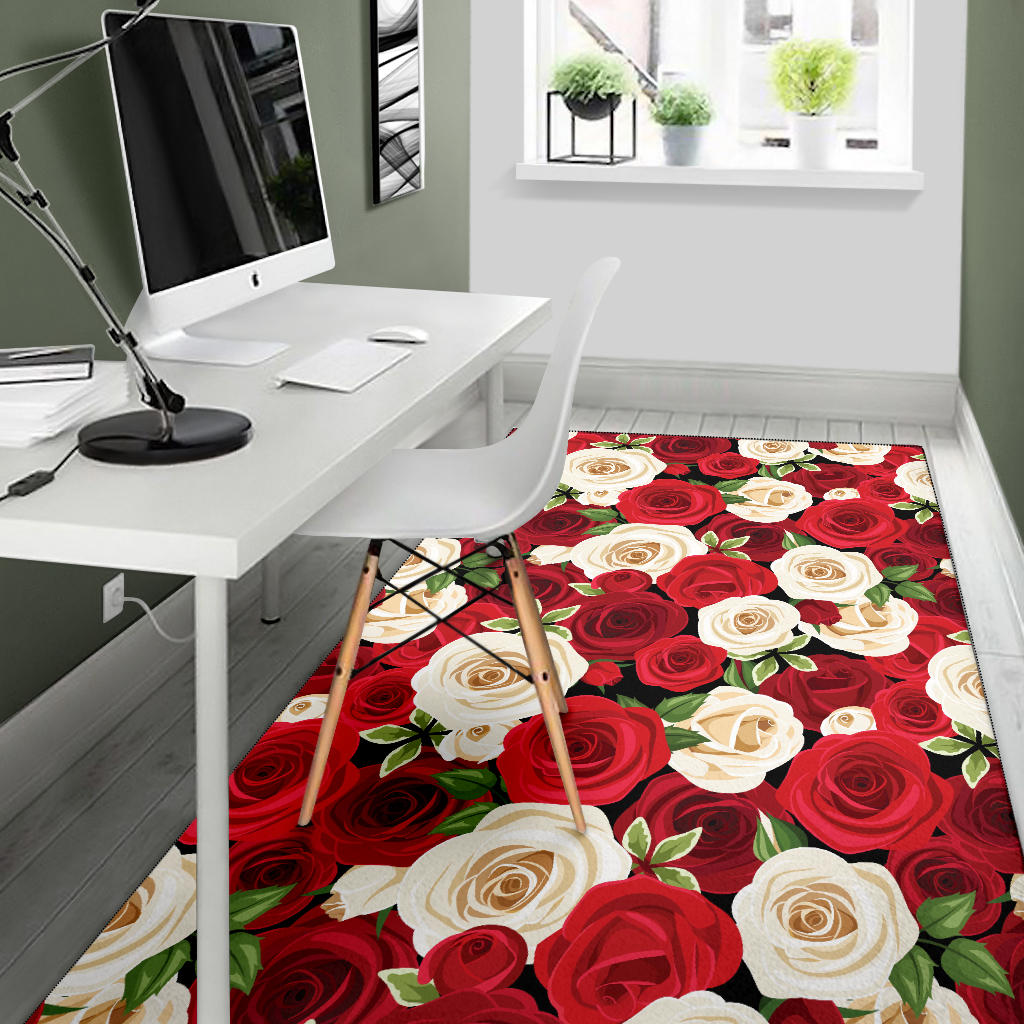 Rose Pattern Print Design RO06 Area Rugs
