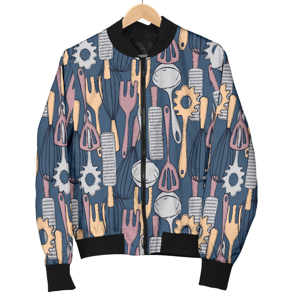Cooking Kitchen Tools Pattern Print Design 05 Women's Bomber Jacket