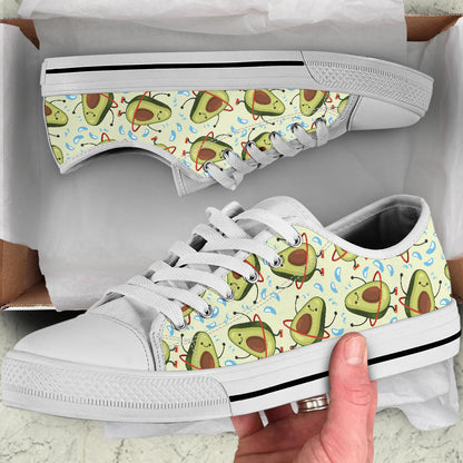 Avocado Pattern Print Design AC02 White Bottom Low Top Shoes