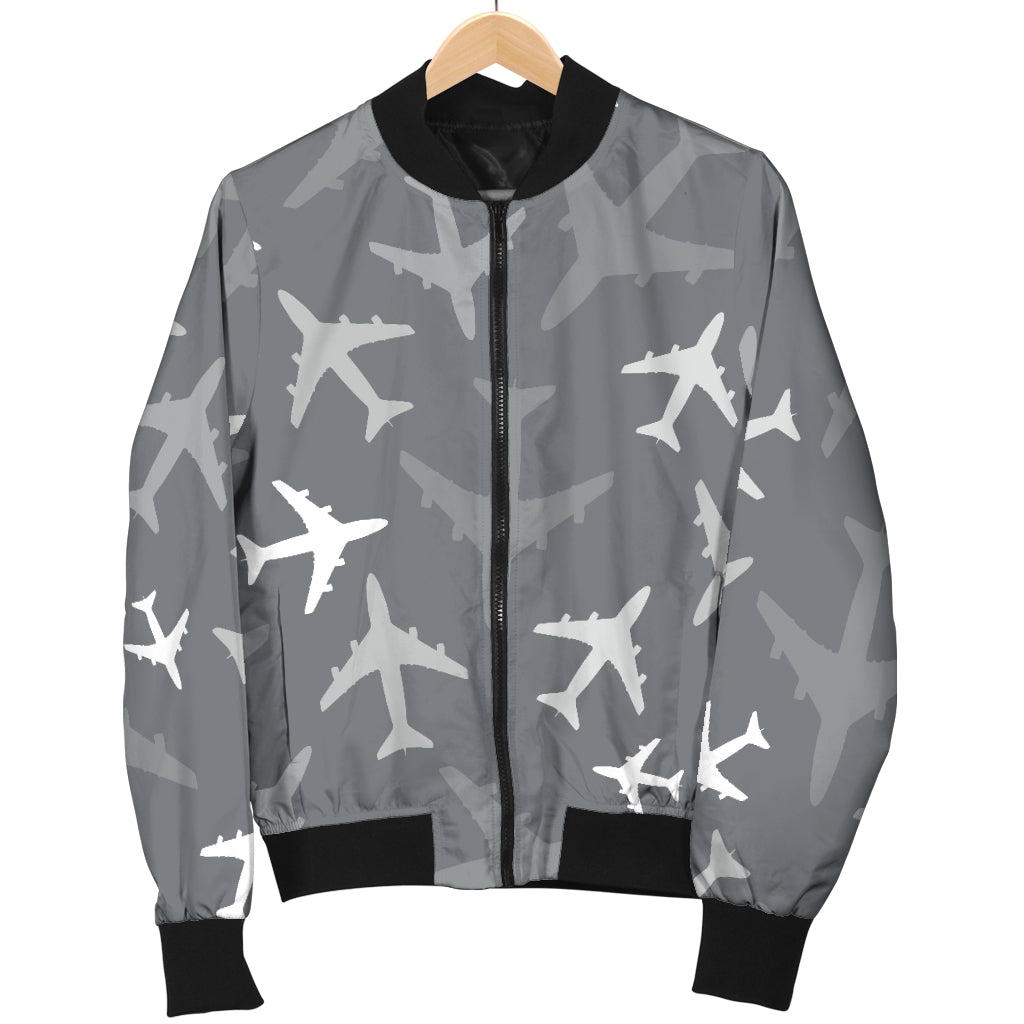 Airplane Pattern Print Design 02 Women's Bomber Jacket