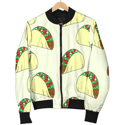 Taco Pattern Print Design TC05 Women Bomber Jacket