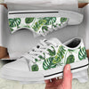 Green Pattern Tropical Palm Leaves White Bottom Low Top Shoes