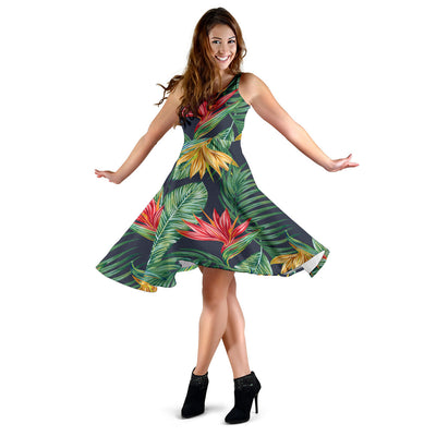 Bird Of Paradise Pattern Print Design BOP09 Midi Dress