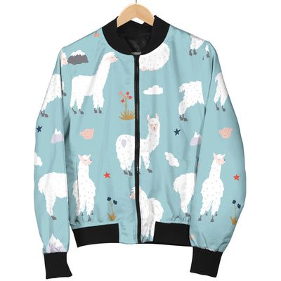 Alpaca Pattern Print Design 02 Women's Bomber Jacket