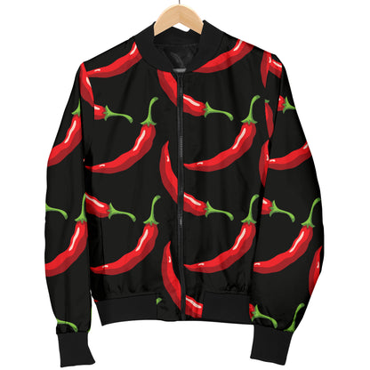 Chilli Pepper Pattern Print Design 01 Women's Bomber Jacket