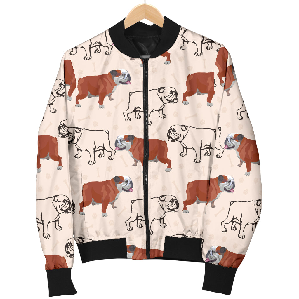 Bulldogs Pattern Print Design 04 Women's Bomber Jacket