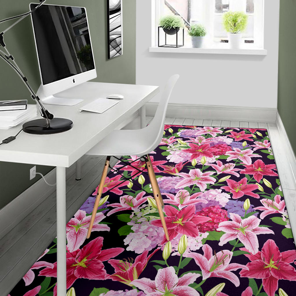 Lily Pattern Print Design LY017 Area Rugs