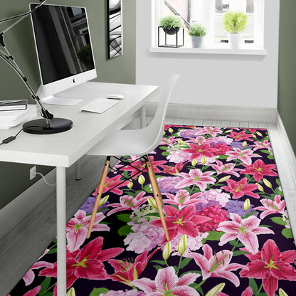 Lily Pattern Print Design LY017 Area Rugs