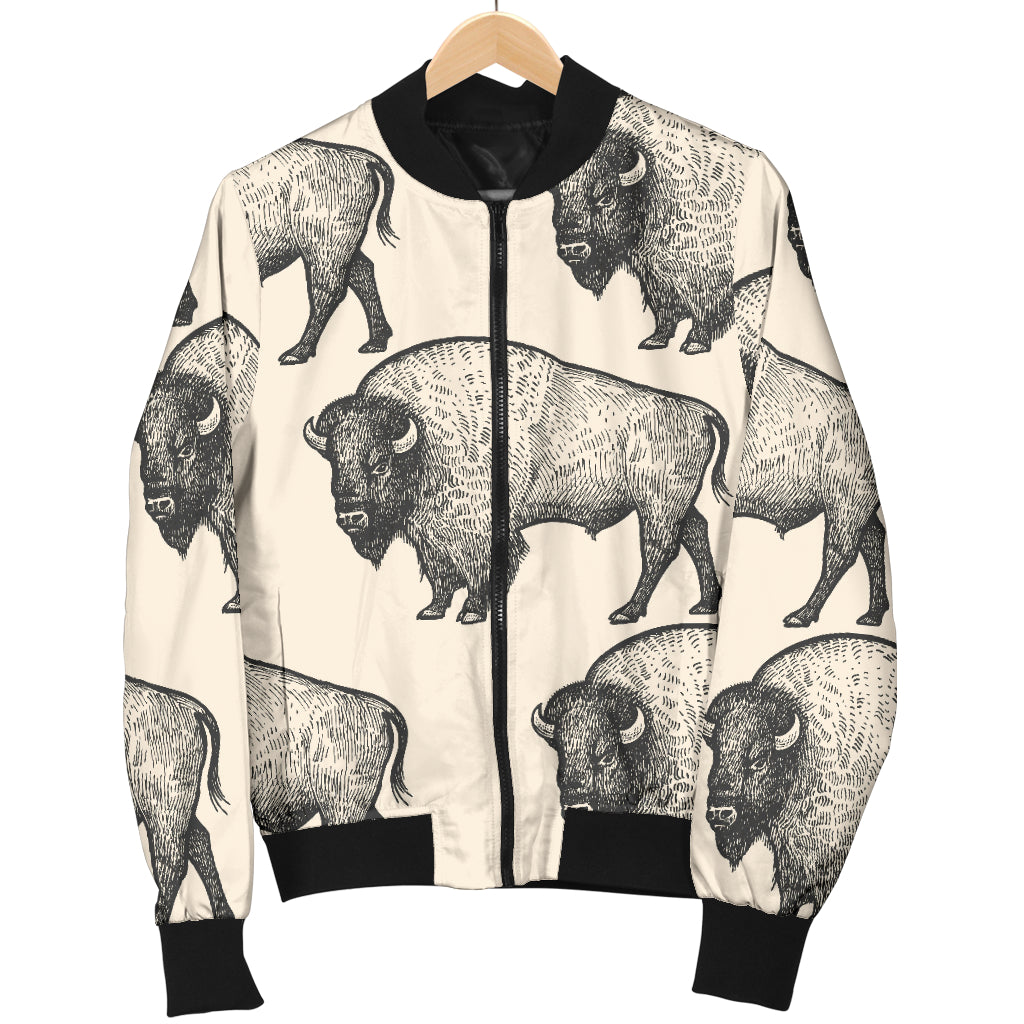 Bison Pattern Print Design 02 Women's Bomber Jacket