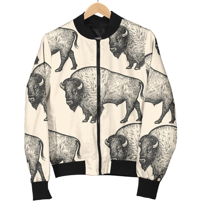 Bison Pattern Print Design 02 Women's Bomber Jacket
