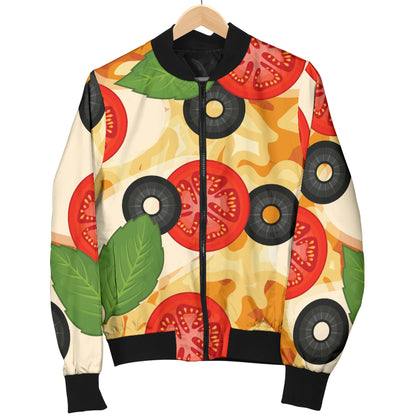 Pizza Pattern Print Design A05 Women's Bomber Jacket