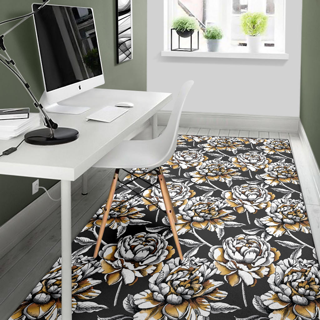 Peony Pattern Print Design PE06 Area Rugs
