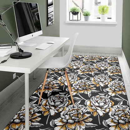 Peony Pattern Print Design PE06 Area Rugs