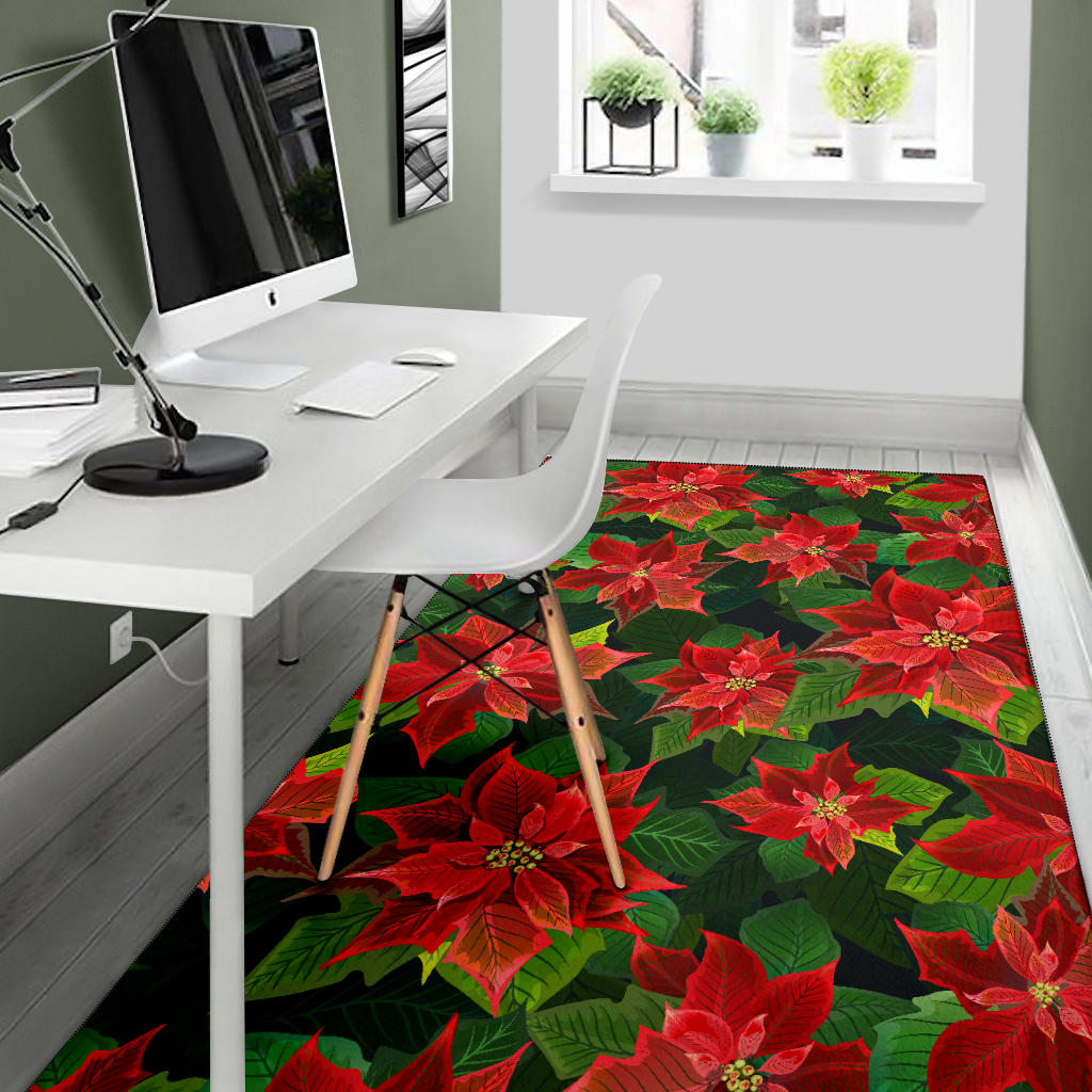 Poinsettia Pattern Print Design POT04 Area Rugs