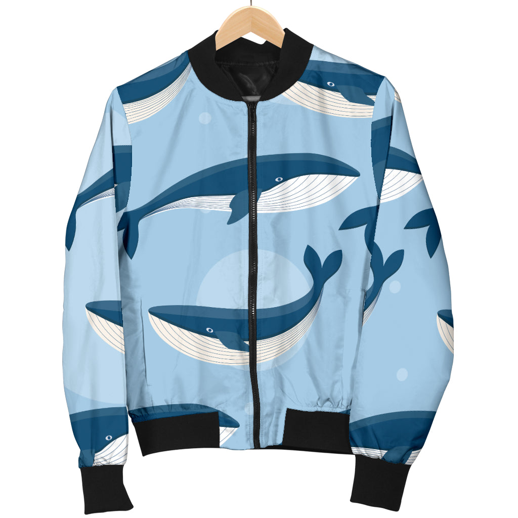 Blue Whale Pattern Print Design 02 Women's Bomber Jacket