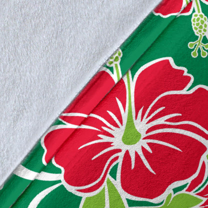 Red Hibiscus Pattern Print Design HB019 Fleece Blanket