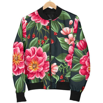 Summer Floral Pattern Print Design SF06 Women Bomber Jacket