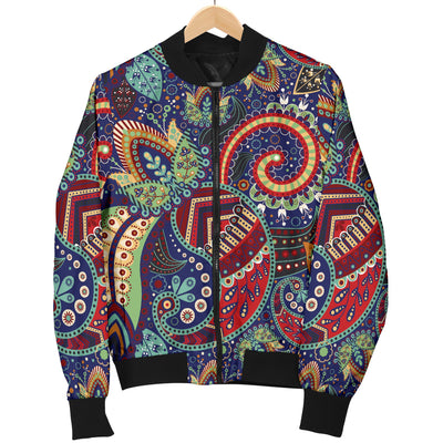 Paisley Boho Pattern Print Design A03 Women's Bomber Jacket