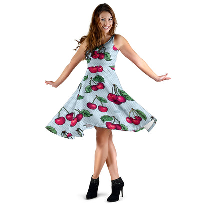 Cherry Pattern Print Design CH01 Midi Dress