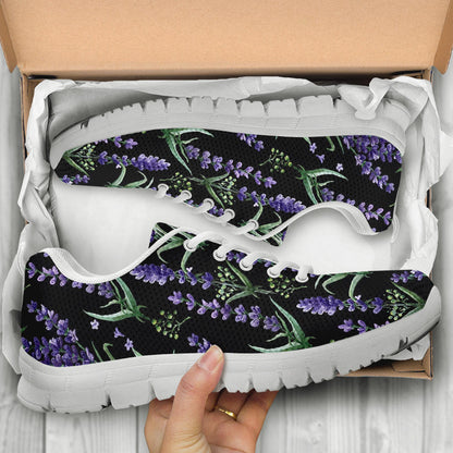 Lavender Pattern Print Design LV01 Sneakers White Bottom Shoes