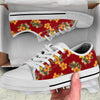 Orange Hibiscus Pattern Print Design HB026 White Bottom Low Top Shoes