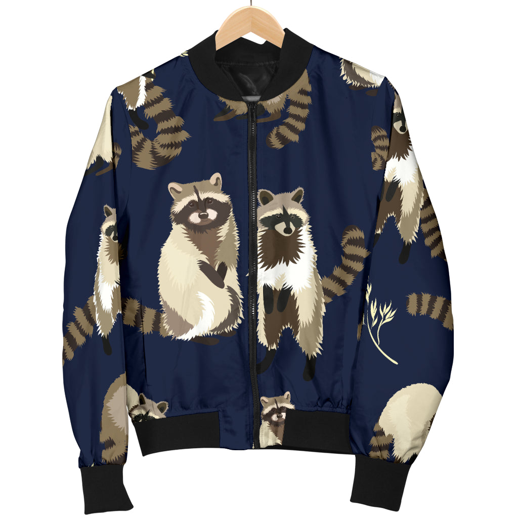 Raccoon Pattern Print Design A06 Women's Bomber Jacket