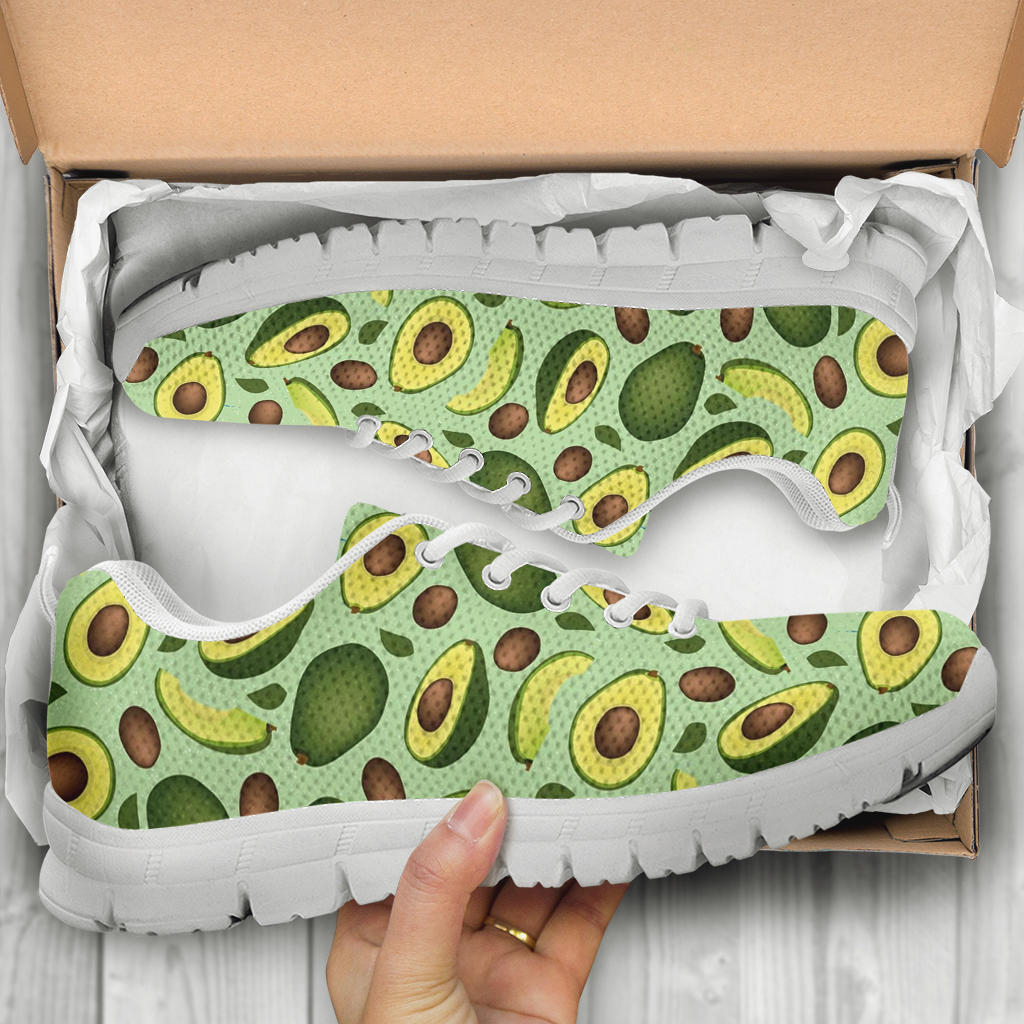 Avocado Pattern Print Design AC01 Sneakers White Bottom Shoes