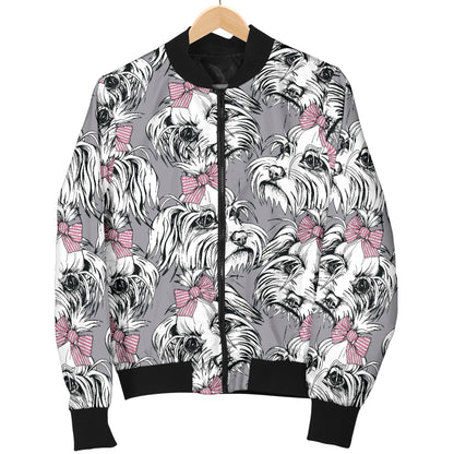 Maltese Pattern Print Design 01 Women's Bomber Jacket