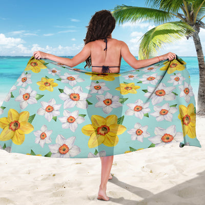 Daffodils Pattern Print Design DF07 Sarong Pareo Wrap