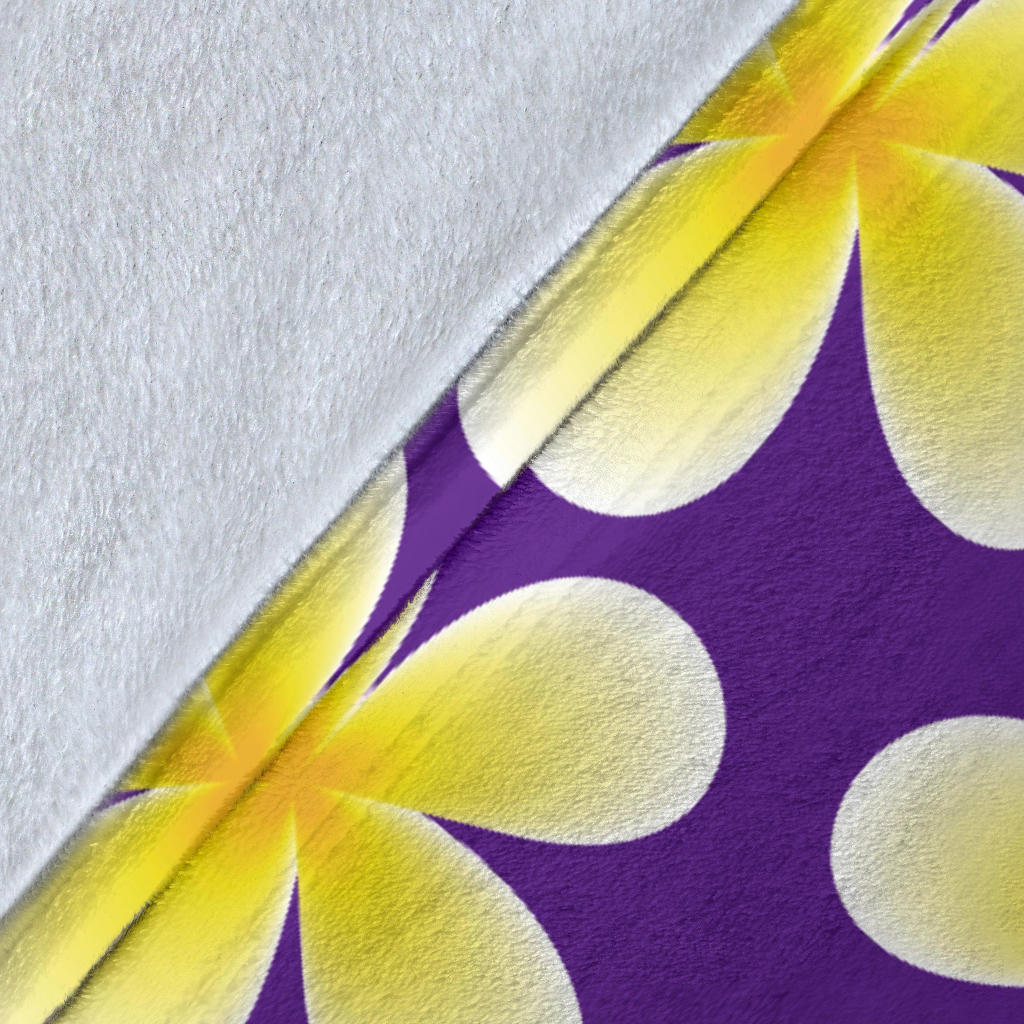 Yellow Plumeria Pattern Print Design PM05 Fleece Blanket