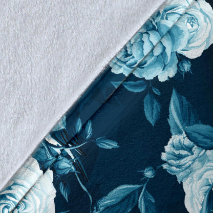 Rose Blue Pattern Print Design RO014 Fleece Blanket