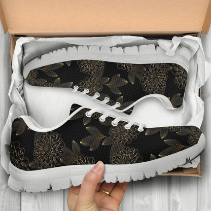 Dahlia Pattern Print Design DH04 Sneakers White Bottom Shoes