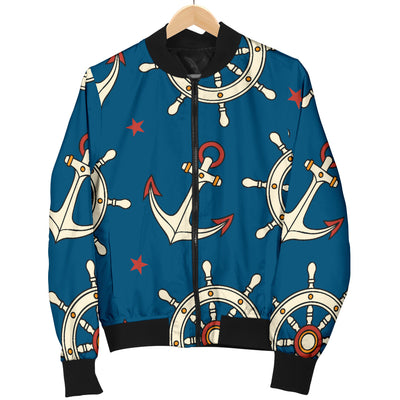 Anchor Pattern Print Design 02 Women's Bomber Jacket