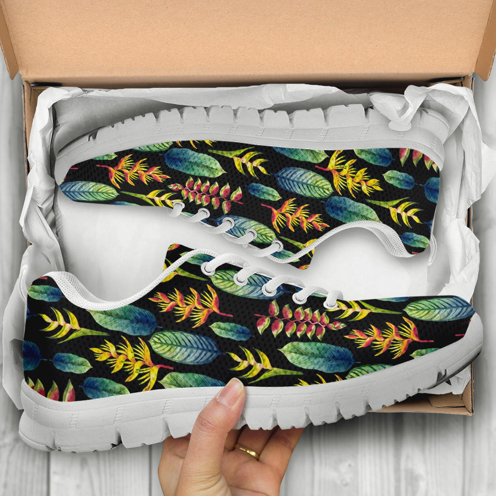 Heliconia Pattern Print Design HL03 Sneakers White Bottom Shoes