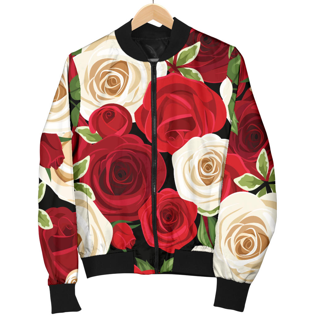 Rose Pattern Print Design RO06 Women Bomber Jacket