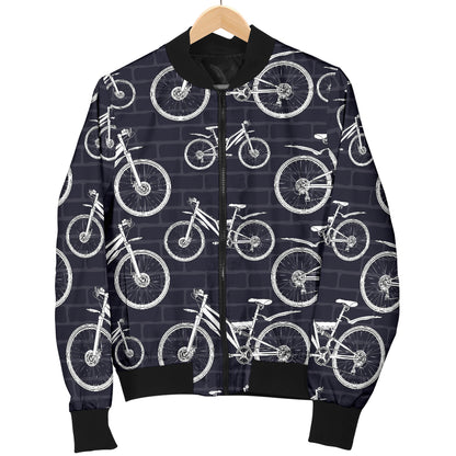 Mountain bike Pattern Print Design 02 Women's Bomber Jacket