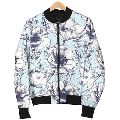Anemone Pattern Print Design 02 Women's Bomber Jacket