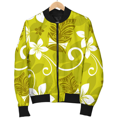 Hawaiian Themed Pattern Print Design H019 Women Bomber Jacket