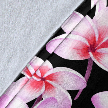 Pink Plumeria Pattern Print Design PM09 Fleece Blanket