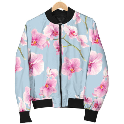 Orchid Pink Pattern Print Design OR01 Men Bomber Jacket