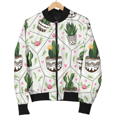 Cactus Pattern Print Design 04 Women's Bomber Jacket