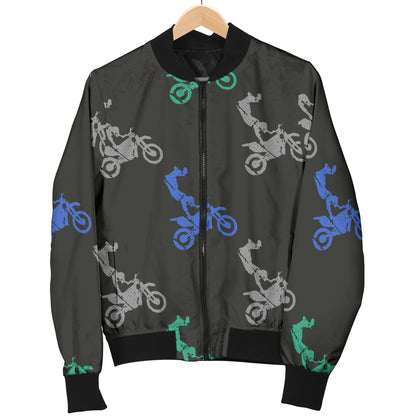 Motocross Pattern Print Design 02 Women's Bomber Jacket