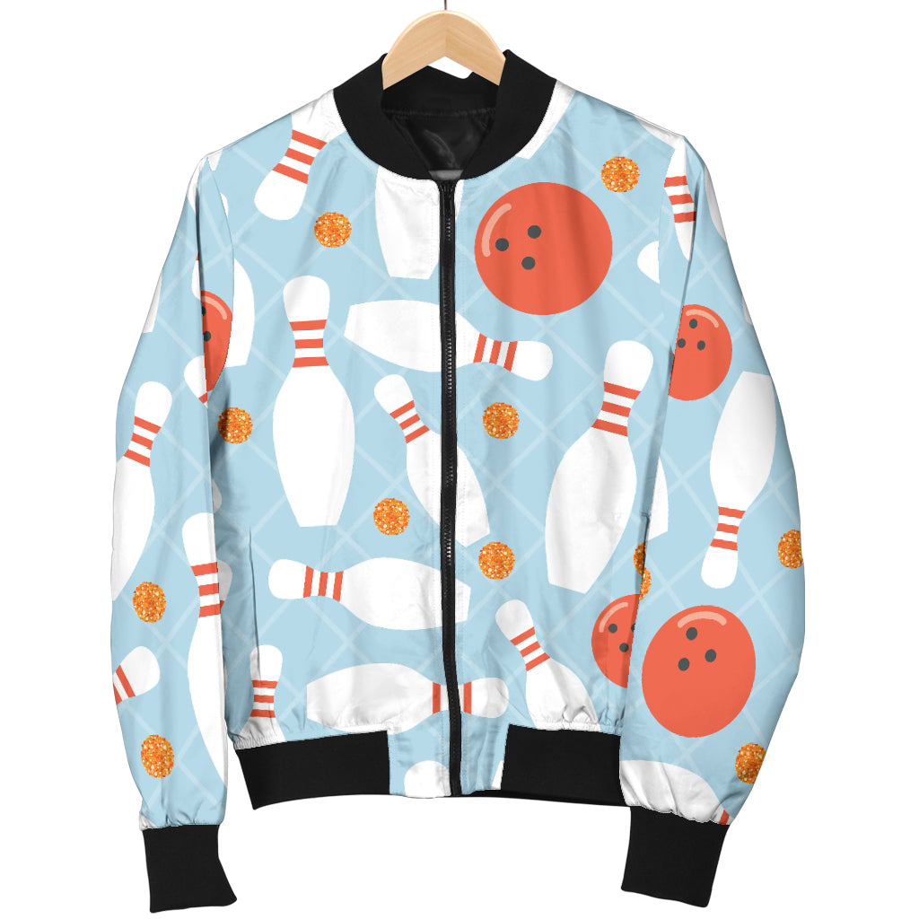 Bowling Pattern Print Design 09 Women's Bomber Jacket